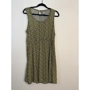 KAVU Women Green Botanical Leaf Print Sleeveless Pocket Dress Large